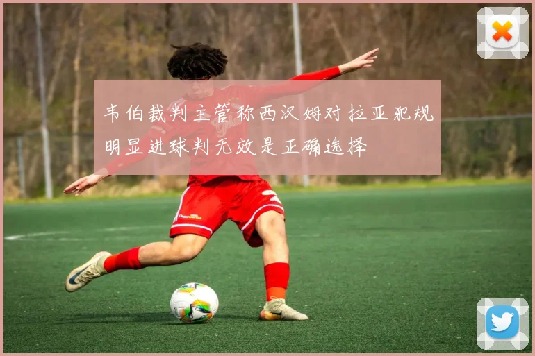 韦伯裁判主管称西汉姆对拉亚犯规明显进球判无效是正确选择